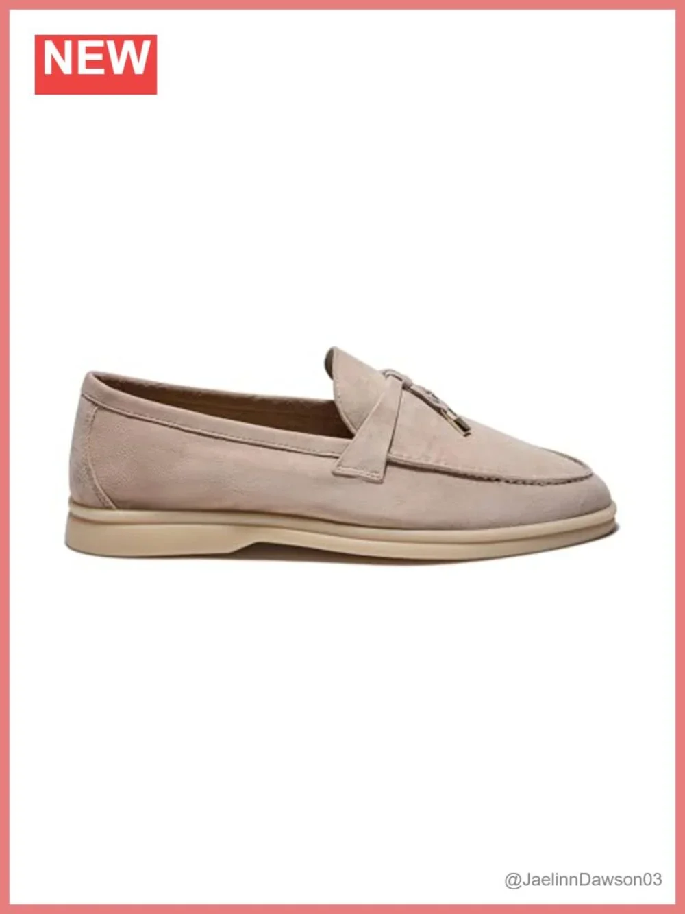 Premium Suede Leather Loafers with Charm Accents Comfort Footbed Slip-On